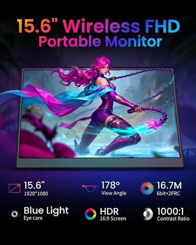 Wireless Monitor,1080P IPS Slim Portable Monitor Support AirPlay Miracast in Saudi Arabia