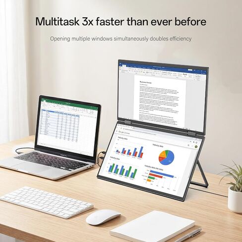 InnoView 15.6" Portable Dual Monitor, 2K QHD (2560×1440), 100% sRGB, 0–315° Tilt, Type-C/HDMI/DP Connectivity, External Travel Monitor for Laptop, MacBook, Windows PC (Plug & Play, No Driver Needed) in Kuwait