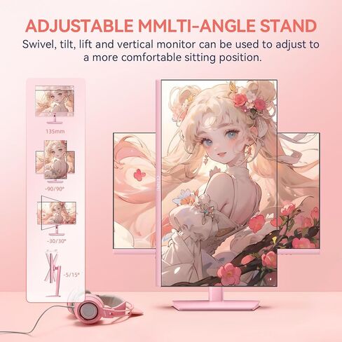 CUNPU 24" FHD 180Hz 1ms Fast IPS Pink Gaming Monitor in Kuwait