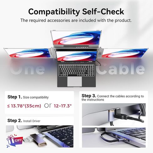Ladomi 16" Laptop Screen Extender, Quad Screen Laptop Monitor Extender in Kuwait