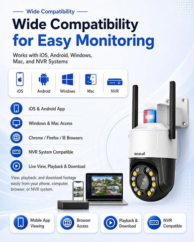 JideTech 5MP Outdoor PTZ Security Camera, 5X Optical Zoom, Dual-Band WiFi, Color Night Vision, Auto Tracking & Human Detection, IP66, NVR Compatible – for Yard, Driveway, Home Security in Saudi Arabia