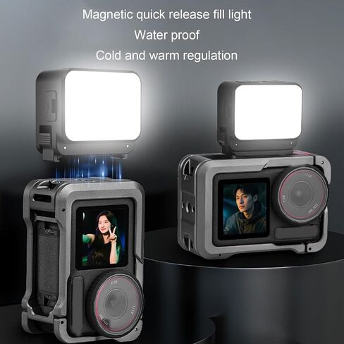 Magnetic Camera Fill Light for Osmo Pocket, LED Fill Lamp with Adjustable Color & Brightness, Cold Shoe & 1/4" Screw for Vlogging & Outdoor Photography in Saudi Arabia
