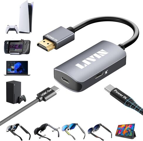 HDMI to USB C Adapter (4K@60Hz) Portable Monitor, AR Glasses XREAL One、Air 2 Pro/VITURE Pro/RayNeo Air 2s/Rokid, HDMI Male(Source) to USB C Female(Display) Laptop,Switch,ROG Ally,Steam Deck,PS4/5,Xbox in Kuwait