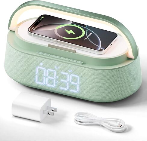 Bluetooth Speaker with Wireless Charger Snooze Function FM Radio Warm Light in Kuwait