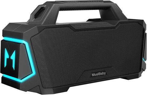 Musibaby 80W Portable Bluetooth Speaker, Loud Bass, IPX6 Waterproof, Black in Kuwait