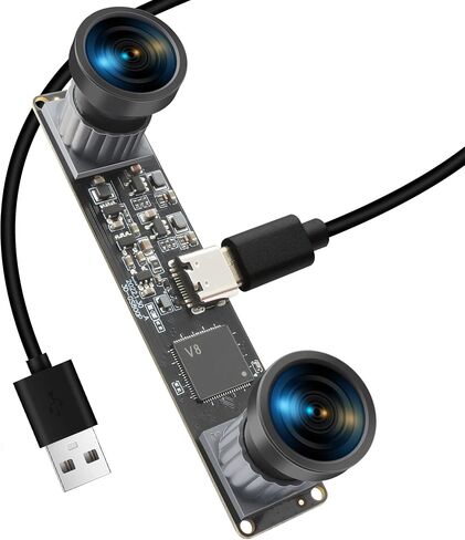 MMlove Monochrome Black/White USB Stereo Camera Module 800P 120fps Global Shutter Synchronous Dual Lens 3D Webcam 101° Viewing Angle Lightburn Camera for VR Face Recognition,PC/Laptop/Raspberry Pi in Kuwait