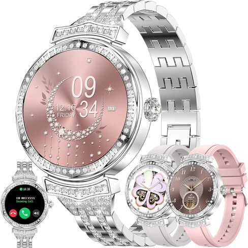 1.32" AMOLED Smart Watch for Women(Make/Answer Call), 2026 New 5ATM Waterproof Womens Smartwatches, Fitness Tracker Smartwatch for Android iPhones, Digital Watches Step Counter, 3 Straps (Silver) in Saudi Arabia