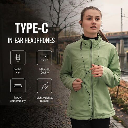 USB C Headphones Wired, in-Ear Type C Earbuds, Earphones with Microphone Volume Control Compatible with iPhone 15/16 Pro Max, iPad, Samsung Galaxy S25, Google Pixel 9/9 Pro, Huawei, Sony in Kuwait