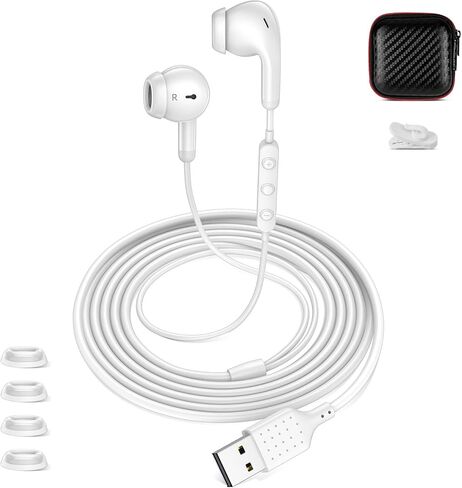 iMangoo USB A Wired Earbuds with Microphone for PC Laptop, 7.5ft Long Cord in Kuwait