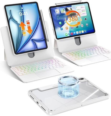 Clear Magnetic Keyboard Case for iPad Air 13 & Pro 12.9 Inch, Black in Saudi Arabia