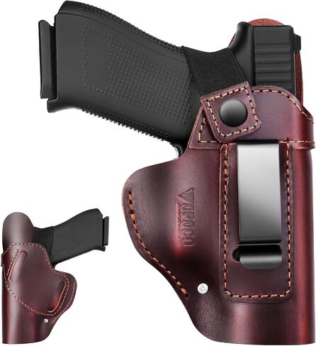 IWB/OWB Leather Holster for Men Fits Glock 17/19/23/26/42/43X Universal Concealed Carry Gun Holster for Sig P365/P320 Taurus G2/G2C/G3C Ruger LCP/LC9S Springfield M&P 9mm Shield & Most Size Pistols in Kuwait
