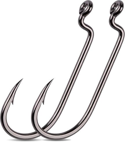 Bass Fishing Hooks 100pcs EWG Texas Rig Offset Worm Hook Fresh & Saltwater in Saudi Arabia