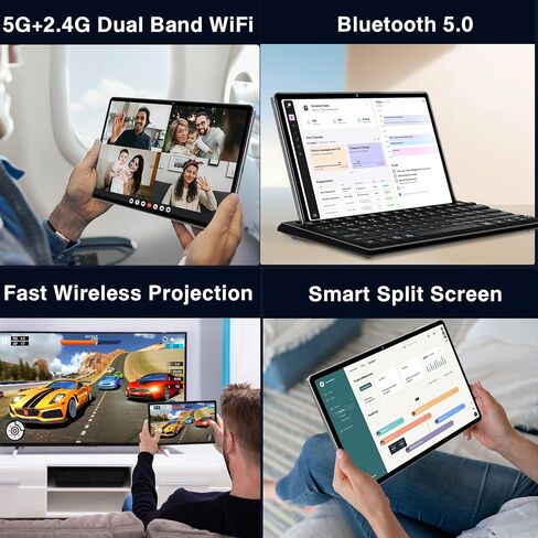 Oangcc 11 Inch Android 13 Tablet, 16GB RAM+256GB ROM+2TB Expand, Octa-Core Tablets with Keyboard & Mouse, 8600mAh, 2K Display 2000x1200, Quad Speakers, 13MP Triple Camera, Split Screen, GPS (Gray) in Kuwait