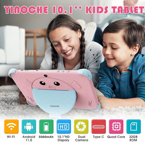 Kids Tablet 10 inch, Android Toddler Tablet for Kids with Case, Dual Cameras, Parental Control,Pre-intalled Apps, 32GB (512TB TF Card Expandable),Great Tablets for Toddlers and Children (Pink) in Kuwait