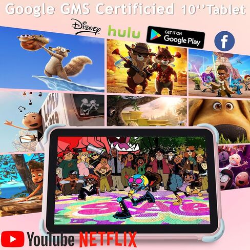 Kids Tablet 10 inch, Android Toddler Tablet for Kids with Case, Dual Cameras, Parental Control,Pre-intalled Apps, 32GB (512TB TF Card Expandable),Great Tablets for Toddlers and Children (Pink) in Kuwait