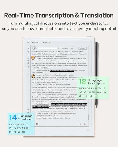 AINOTE 2, 10.65" Large Screen Paper Tablet, 4.2mm Ultrathin Note Taking Tablet with Stylus Pen, Supports AI Voice-to-Text Transcription &18-Language Transcription in Kuwait