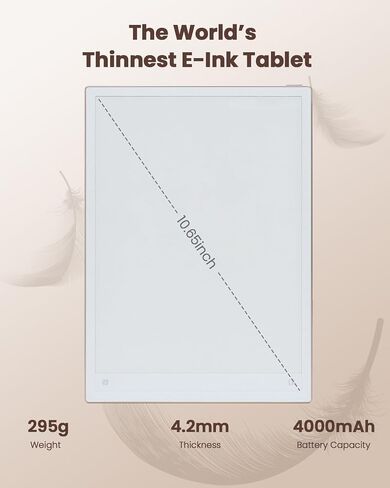 AINOTE 2, 10.65" Large Screen Paper Tablet, 4.2mm Ultrathin Note Taking Tablet with Stylus Pen, Supports AI Voice-to-Text Transcription &18-Language Transcription in Kuwait
