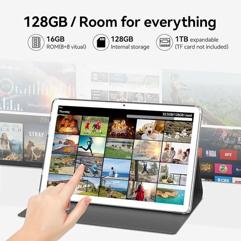 10 Inch Android Tablet, 16GB + 128GB, 2 in 1 Silver with Keyboard Kit in Kuwait