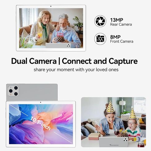10 Inch Android Tablet, 16GB + 128GB, 2 in 1 Silver with Keyboard Kit in Kuwait