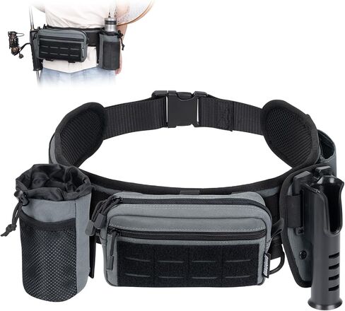Fishing Wading Belt with Rod Holder & Waist Pack – Adjustable Fishing Belt with Detachable Tackle Bag Fishing Tool Tackle in Kuwait