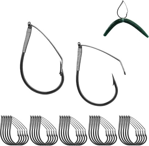Natufish Weedless Wacky Rig Hooks 25 Pack Wire Guard for Bass Fishing in Kuwait