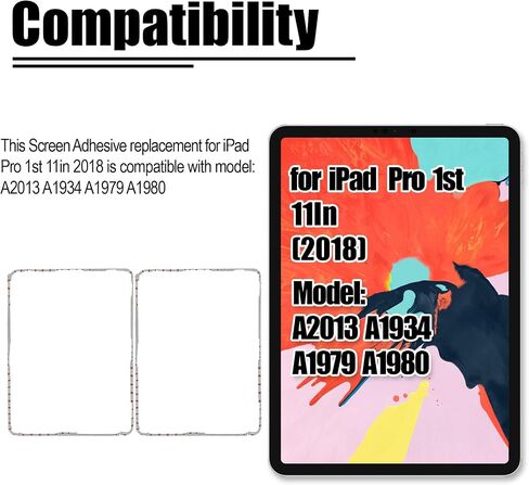 2PCS for iPad Pro 11 1st Gen Screen Adhesive Replacement for iPad Pro 2018 11 inch Front Touch Panel LCD Bezel Frame Pre-Cut Tape Sticker Glue Fit for Model: A2013 A1934 A1979 A1980 in Kuwait