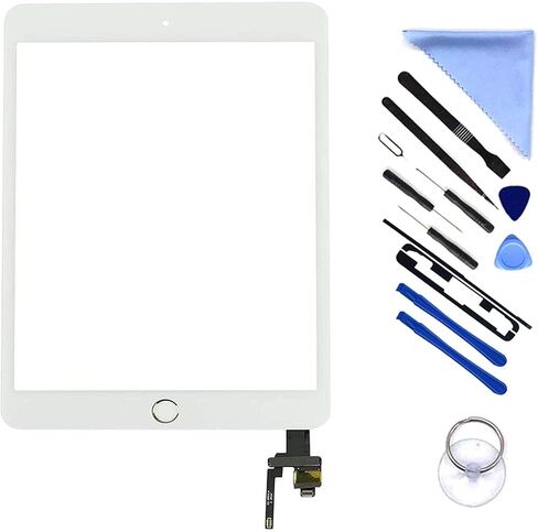 Digitizer Screen Replacement for IPAD 7.9" Mini 3 3rd Genreation A1599 A1600 IC Connector with Home Button,(Not Include LCD) +Pre-Installed Adhesive + Tools (White) in Kuwait
