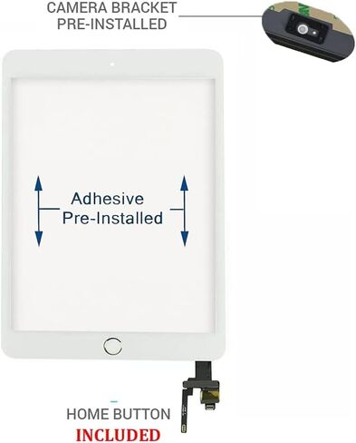 Digitizer Screen Replacement for IPAD 7.9" Mini 3 3rd Genreation A1599 A1600 IC Connector with Home Button,(Not Include LCD) +Pre-Installed Adhesive + Tools (White) in Kuwait