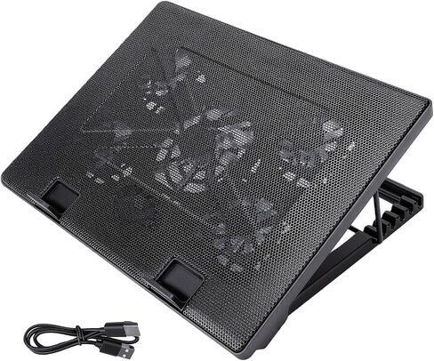 12 to 17 Inch Laptop Cooling Pad with 5 Fans, Black in Kuwait