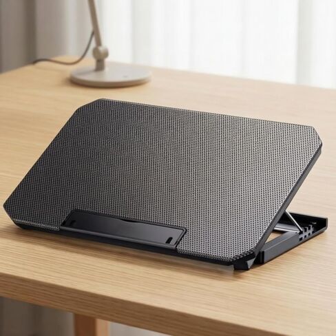 Laptop Cooling Stand with Fan Array Adjustable Ergonomic Cooling Pad Notebook Riser Ventilated Metal Foldable Support USB Powered Suitable for, Array, Color to 1 in Kuwait