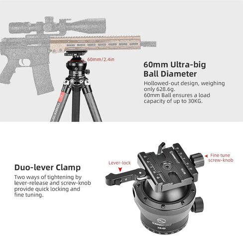 SUNWAYFOTO XB-60DL 60mm Tripod Ball Head w Arca Compatible Duo Lever Screw Clamp Low Profile in Kuwait