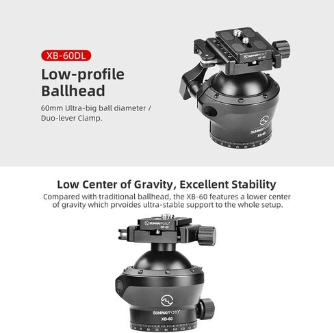 SUNWAYFOTO XB-60DL 60mm Tripod Ball Head w Arca Compatible Duo Lever Screw Clamp Low Profile in Kuwait