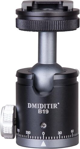 B19 Mini Ball Head with Hot Shoe Mount, Aluminum Alloy, 1/4" Standard Screw, 360 Degree Rotation, 30mm x 64mm, Black in Kuwait