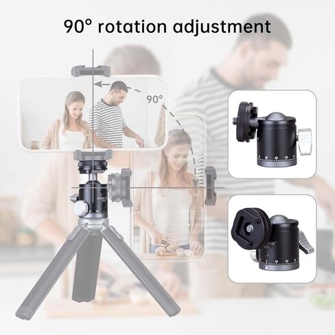 B19 Mini Ball Head with Hot Shoe Mount, Aluminum Alloy, 1/4" Standard Screw, 360 Degree Rotation, 30mm x 64mm, Black in Kuwait