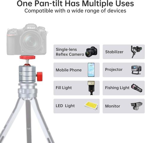 Mini Spherical Ball Head Q18, 360° Panoramic Gimbal, Aluminum Construction, 1/4" Interface, Compatible with DSLR Cameras, Mirrorless Cameras, Smartphones, LED Lights, Monitors in Kuwait