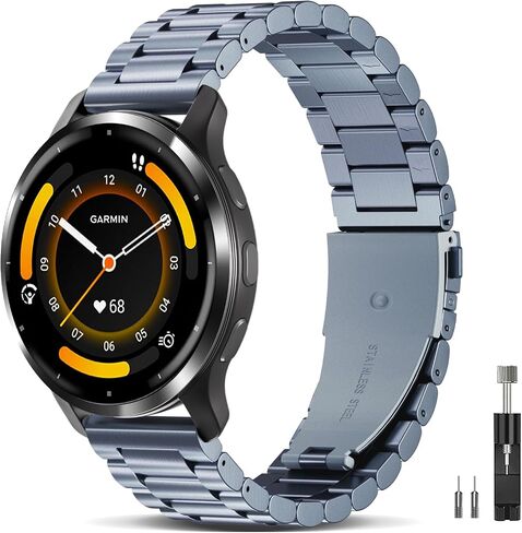 Compatible with Garmin Venu 3S Watch Band/Venu 4 41mm/Venu 2S/Vivoactive 4S/Vivomove 3S/Forerunner 255S/Forerunner 265S, 18mm Quick Release Stainless Steel Metal Strap Wristband for Women Men in Saudi Arabia