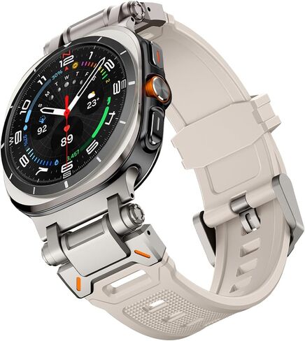 WINGLE for Galaxy Watch Ultra 2/1 Watch 9/8/8 Classic Band 47mm 40/44/46mm Men Silicone Rubber Military Rugged Sport Bands for Samsung Galaxy Watch Ultra2 Band with Stainless Steel Metal Connector in Saudi Arabia