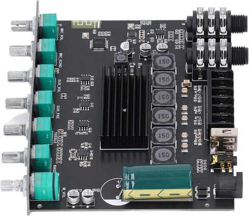 Bluetooth Digital Amplifier Module 2.1 Channel, 200W Power Amp Board with TPA3116D2 Chip, DC12-24V, Support AUX USB Sound Card Mic, for APP in Saudi Arabia