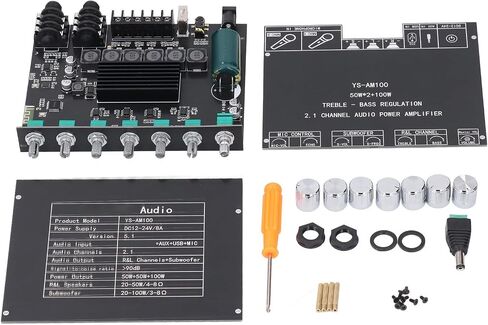 Bluetooth Digital Amplifier Module 2.1 Channel, 200W Power Amp Board with TPA3116D2 Chip, DC12-24V, Support AUX USB Sound Card Mic, for APP in Saudi Arabia