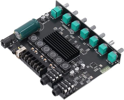 Bluetooth Digital Amplifier Module 2.1 Channel, 200W Power Amp Board with TPA3116D2 Chip, DC12-24V, Support AUX USB Sound Card Mic, for APP in Saudi Arabia