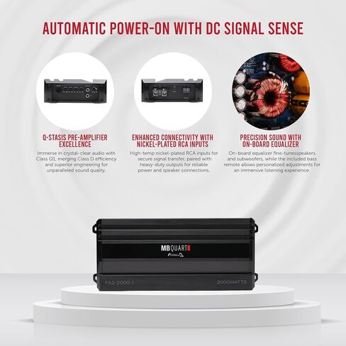 MB Quart Formula 2,000 Watt 1 Ohm Stable Mono Full Range Class Q1 Car Audio Mobile Amplifier with Bass Remote, FA2-2000.1, Black in Saudi Arabia