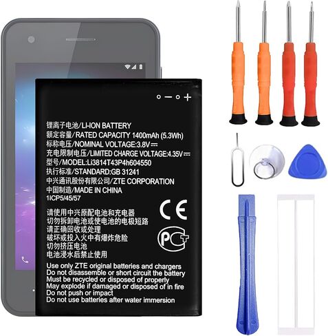 Li3816t43p4h604550 Battery Compatible with ZTE Blade L130 Z2335CA Grand MAX 4550 Replacement Battery for with Repair Tool kit in Kuwait