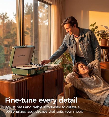 Dark Green Bluetooth Suitcase Record Player, 3-Speed Turntable in Kuwait