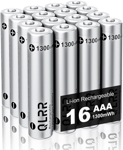 Rechargeable AAA Lithium Batteries, 16 Pack, 1300mWh, 1.5V in Kuwait