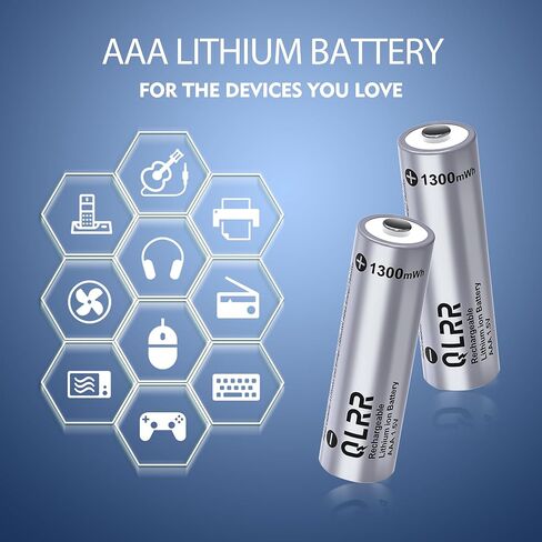 Rechargeable AAA Lithium Batteries, 16 Pack, 1300mWh, 1.5V in Kuwait
