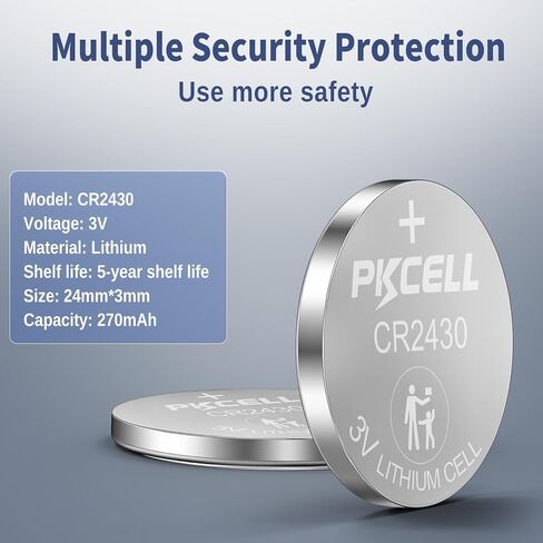 PKCELL CR2430 Battery 10-Pack CR2430 3v Lithium Coin Battery in Kuwait