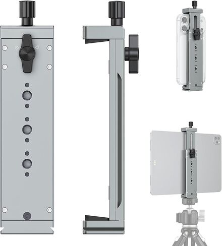 Aluminum iPad Tablet Tripod Mount Adapter - Adjustable 13.5-22cm Clamp Range with 1/4" Thread, Arca Swiss, Cold Shoe - Universal Tablet Holder for iPad, Video Recording, Photography in Saudi Arabia