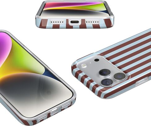 Casely iPhone 17 Pro Max Case | Sunday in Brooklyn | Chocolate Blue Stripes | Compatible with MagSafe | Classic Ultra Slim Design in Kuwait