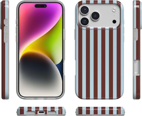 Casely iPhone 17 Pro Max Case | Sunday in Brooklyn | Chocolate Blue Stripes | Compatible with MagSafe | Classic Ultra Slim Design in Kuwait
