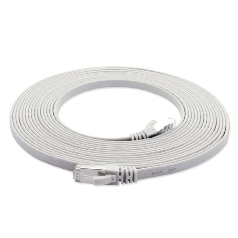 1aTTack.de 10m - White - 1 Piece CAT.7 Ethernet Gigabit LAN Cable (HIGH Speed Flat Networkcable) 600 MHz, 10000 Mbit/s, Slim, patchkabel (compatibel with CAT5 CAT5e CAT6 CAT6a Cat8) Ribbon in Kuwait